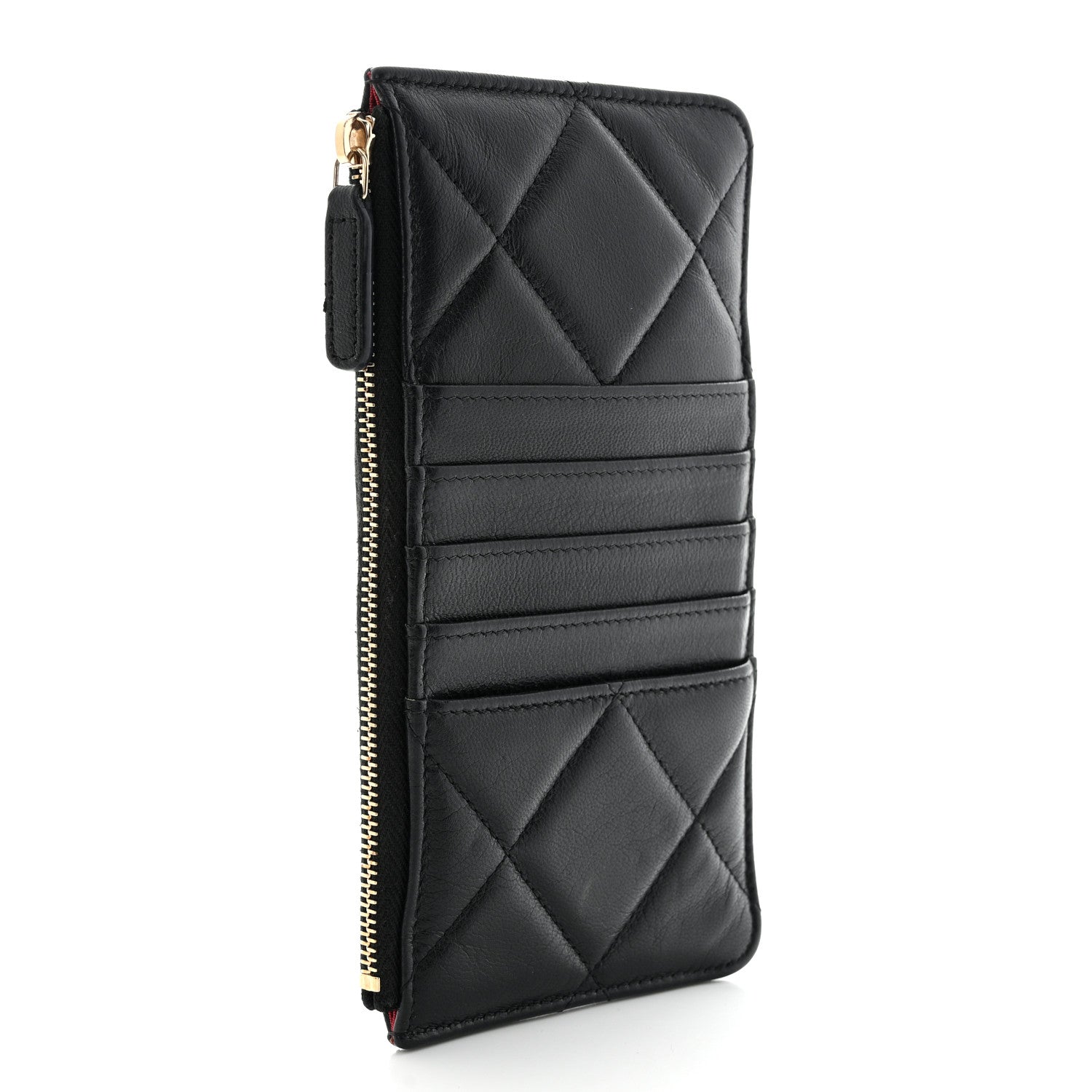 Chanel Shiny Goatskin Quilted Chanel 19 Phone and Card Holder Black 3 of 13