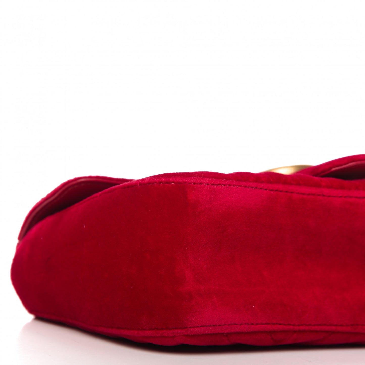 Velvet Matelasse Small GG Marmont Shoulder Bag Hibiscus Red