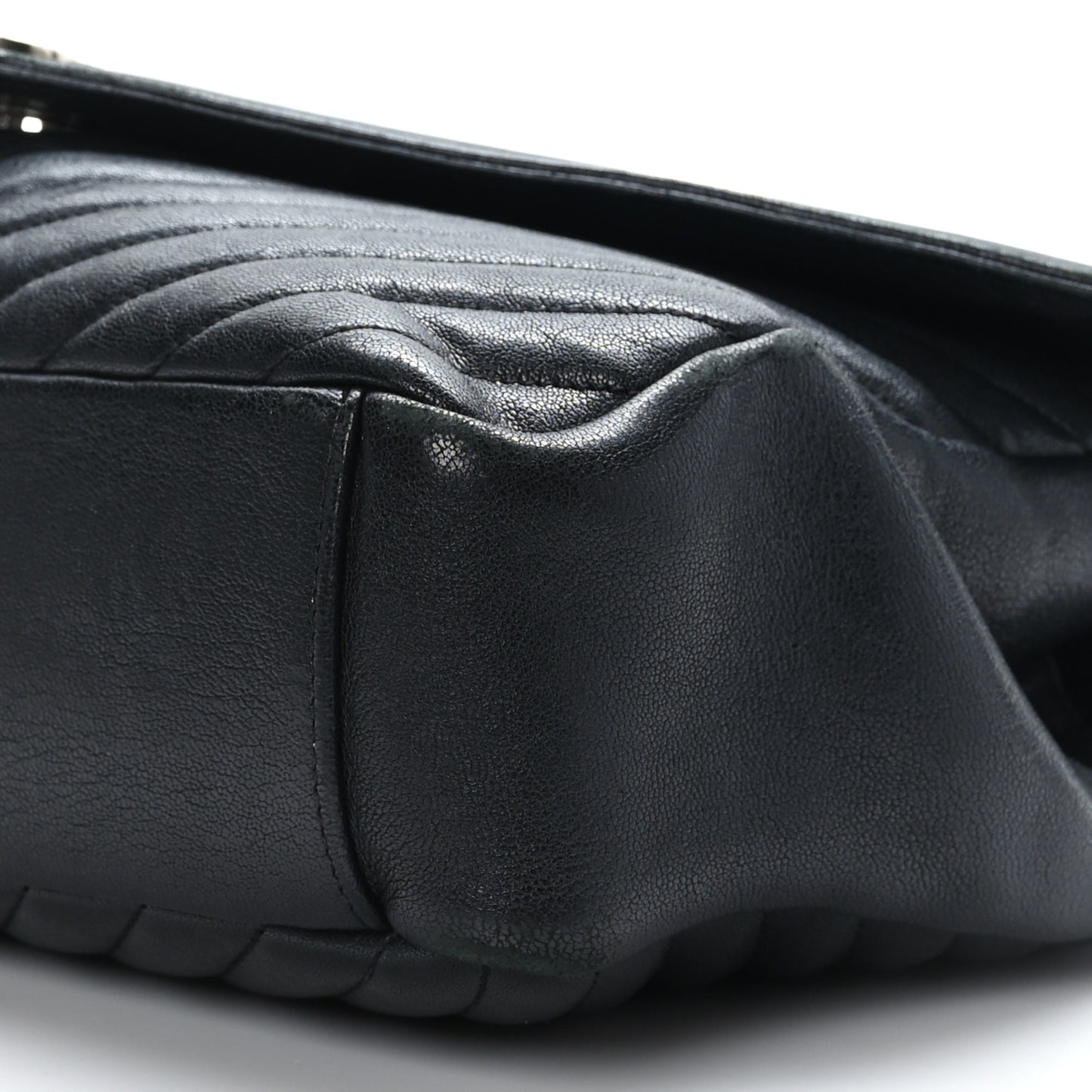 Sheepskin Matelasse Chevron Monogram Large College Satchel Black