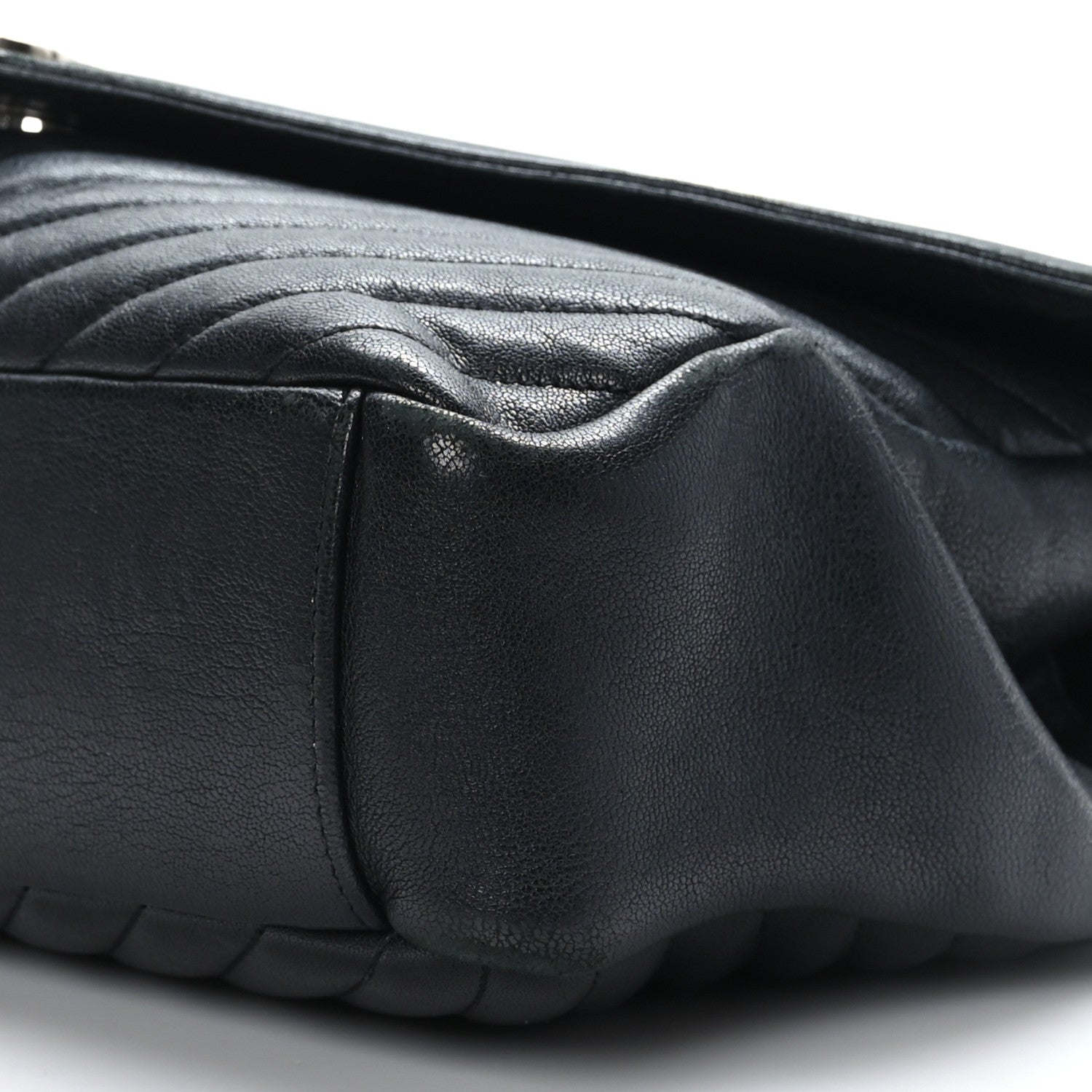 Saint Laurent Sheepskin Matelasse Chevron Monogram Large College Satchel Black 8 of 9