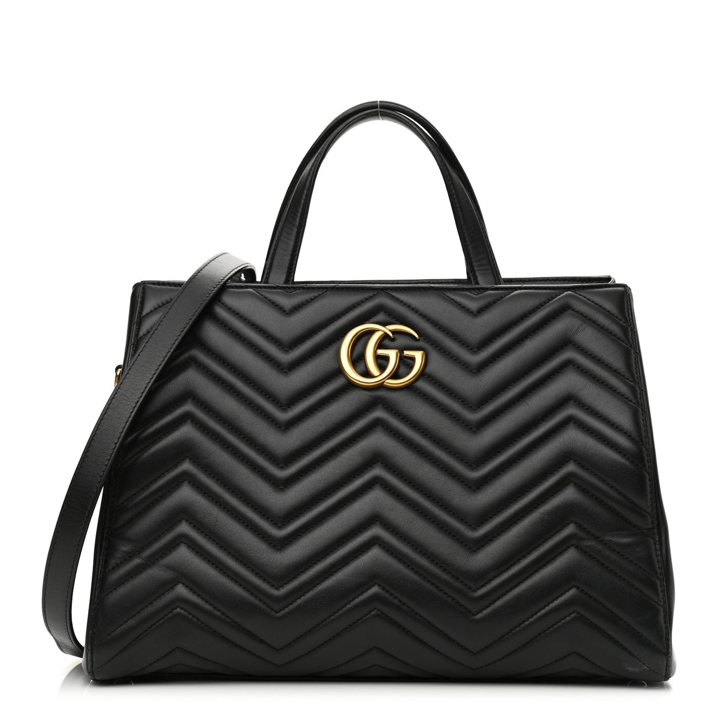 Calfskin Matelasse Medium GG Marmont Tote Black