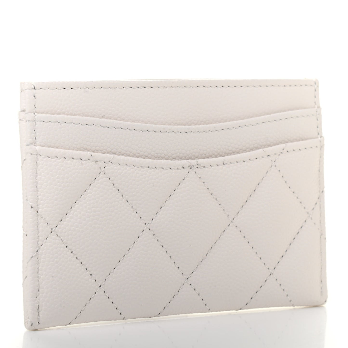 Caviar Quilted Card Holder White