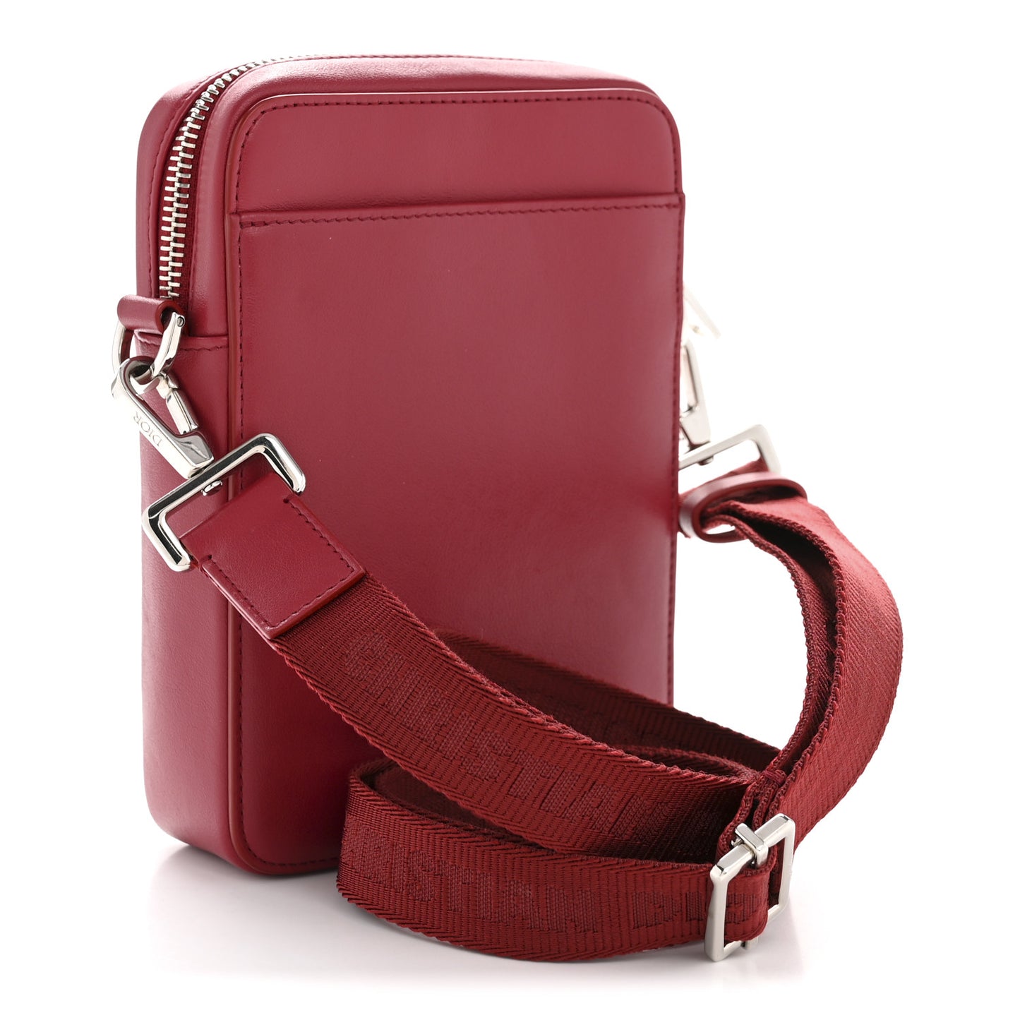 Calfskin Oblique Galaxy Perforated World Tour Messenger Pouch Red White