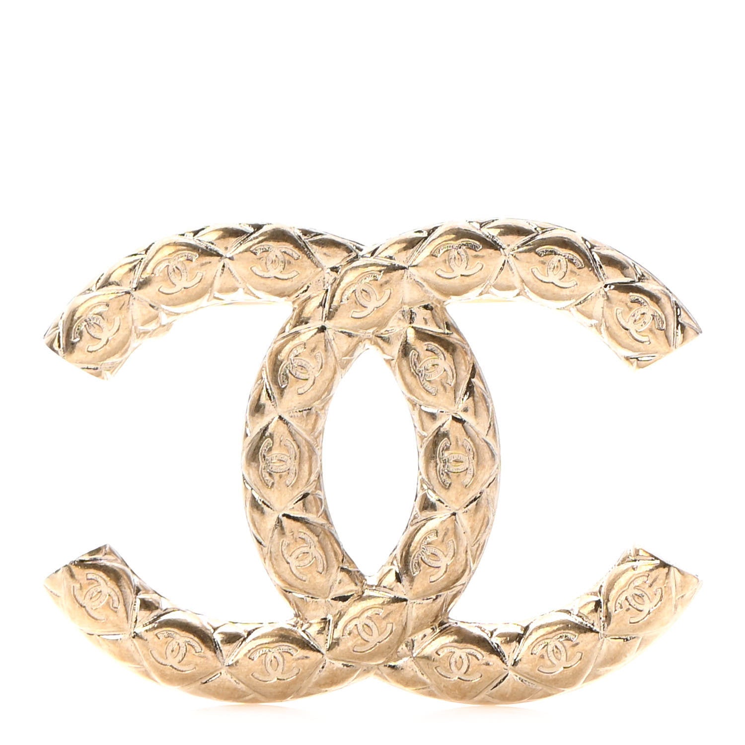 Chanel Metal CC Diamond Quilted Brooch Light Gold 1 of 5