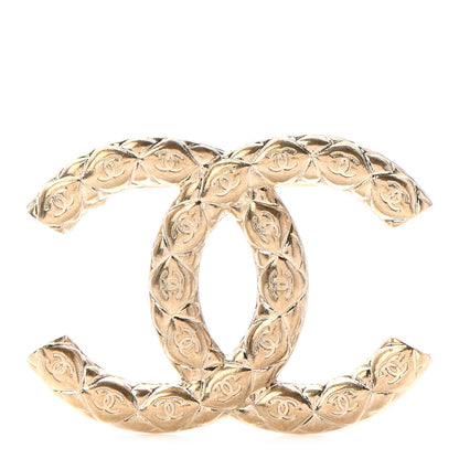 Chanel Metal CC Diamond Quilted Brooch Light Gold 1 of 5