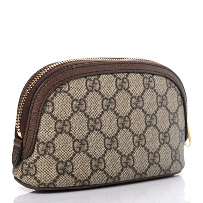 Gucci GG Supreme Monogram Textured Calfskin Web Medium Ophidia Cosmetic Case Beige Ebony New Acero 3 of 7