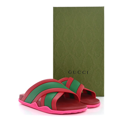 Gucci Rubber Web Womens Criss Cross Slide Sandals 39 Coral New Shamarock 10 of 10