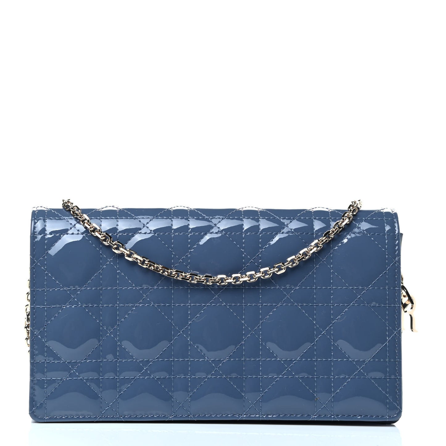 Patent Cannage Lady Dior Convertible Clutch Blue
