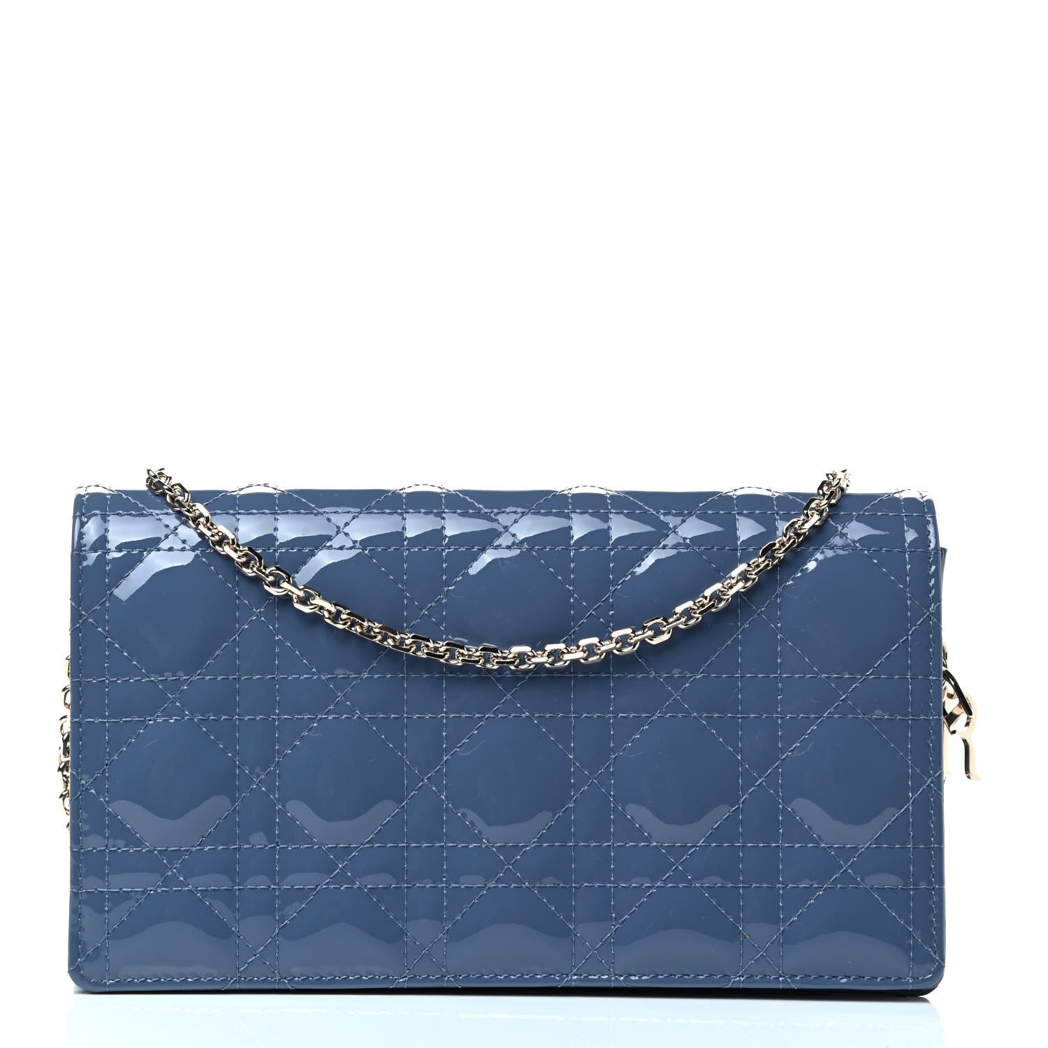Christian Dior Patent Cannage Lady Dior Convertible Clutch Blue 1 of 5