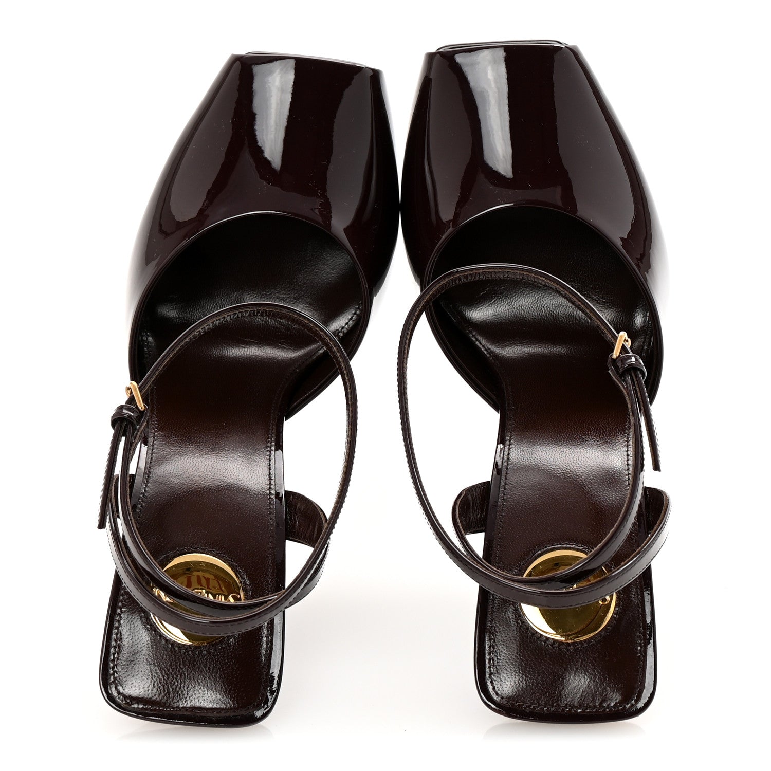 Saint Laurent Patent Calfskin La Scandale 110 Sandals 39 Marron Glace 2 of 10