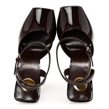 Saint Laurent Patent Calfskin La Scandale 110 Sandals 39 Marron Glace 2 of 10