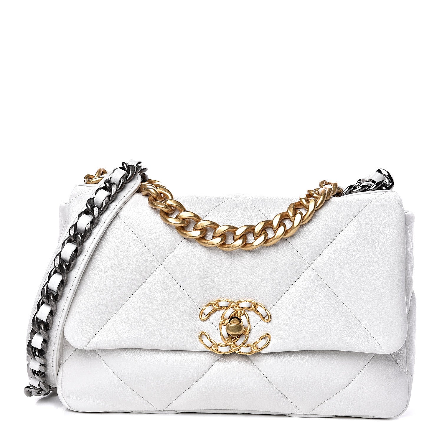 Chanel Goatskin Quilted Medium 19 Flap White 1 of 9