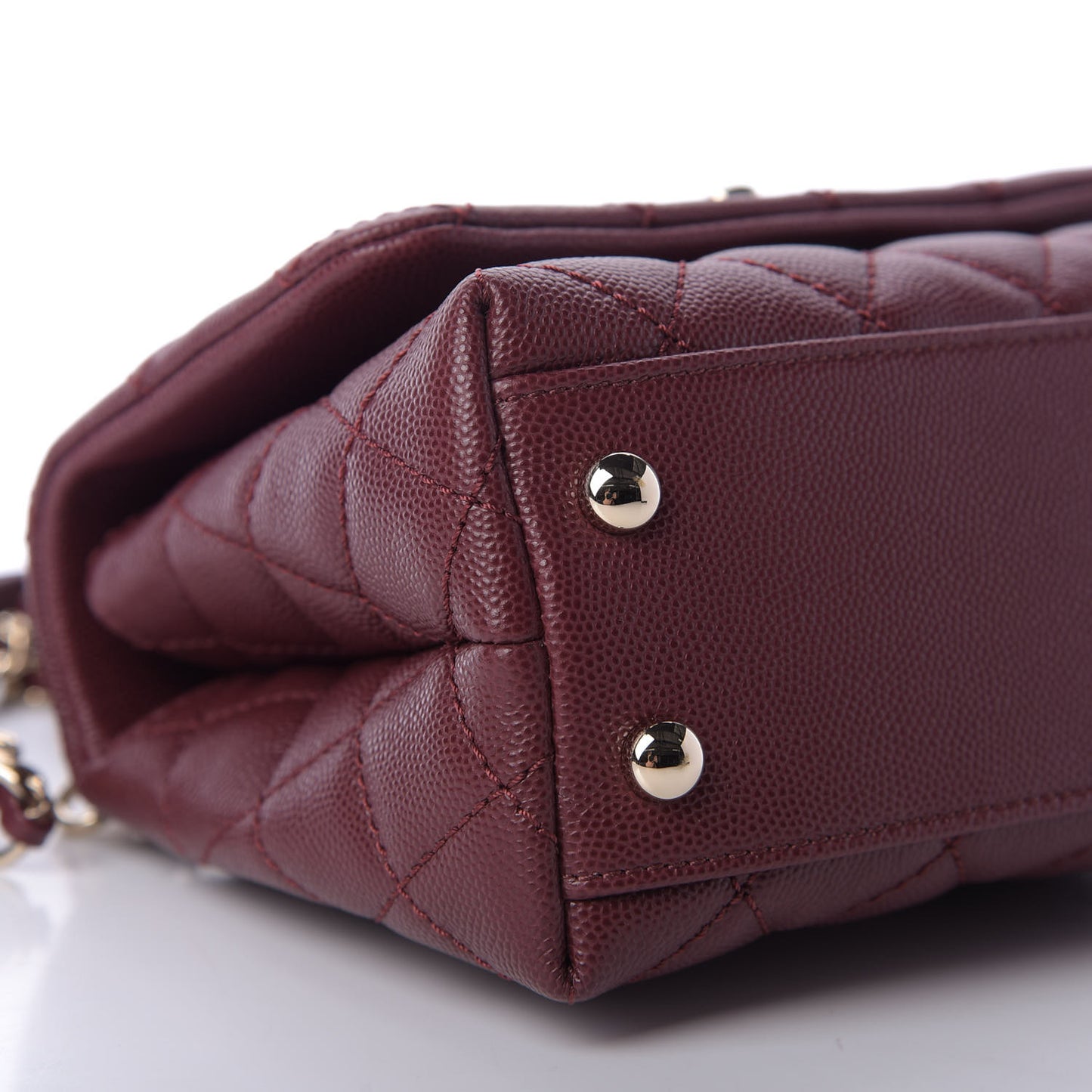 Caviar Quilted Extra Mini Coco Handle Flap Burgundy