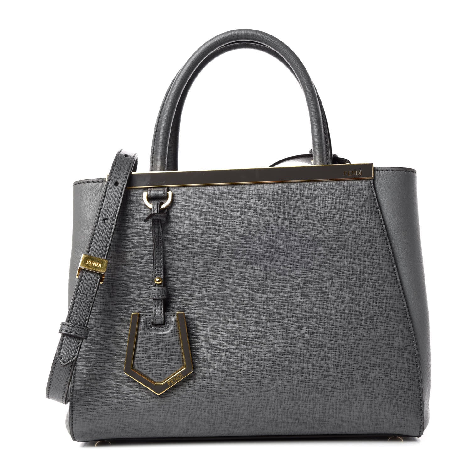 Fendi Vitello Elite Petite 2Jours Tote Grigio Grigio Chiaro 1 of 9