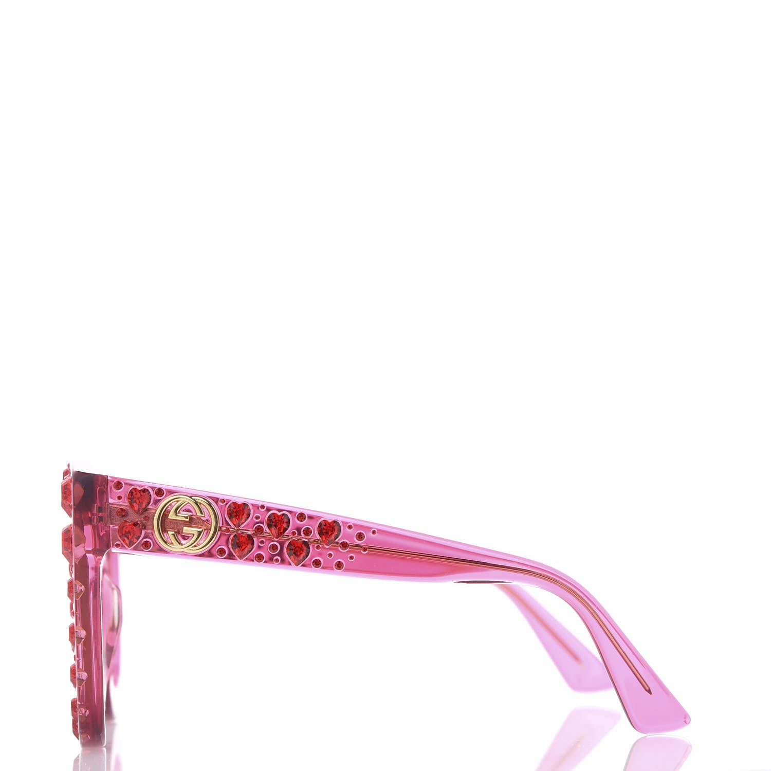 Gucci Acetate Crystal Heart GG0116S Sunglasses Fuchsia 2 of 8