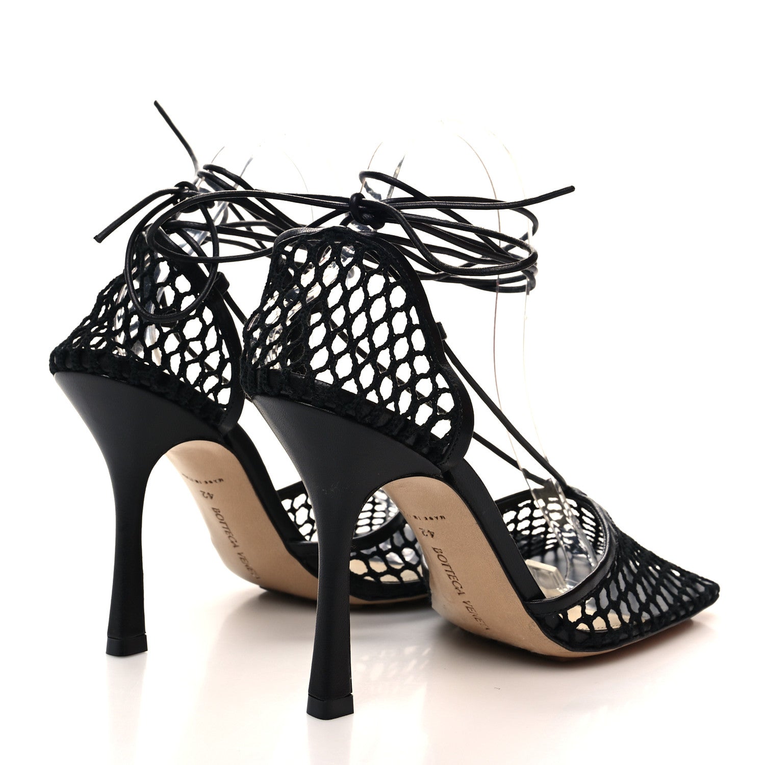 Bottega Veneta Mesh Nappa Stretch Ankle Tie Sandals 42 Black 4 of 7