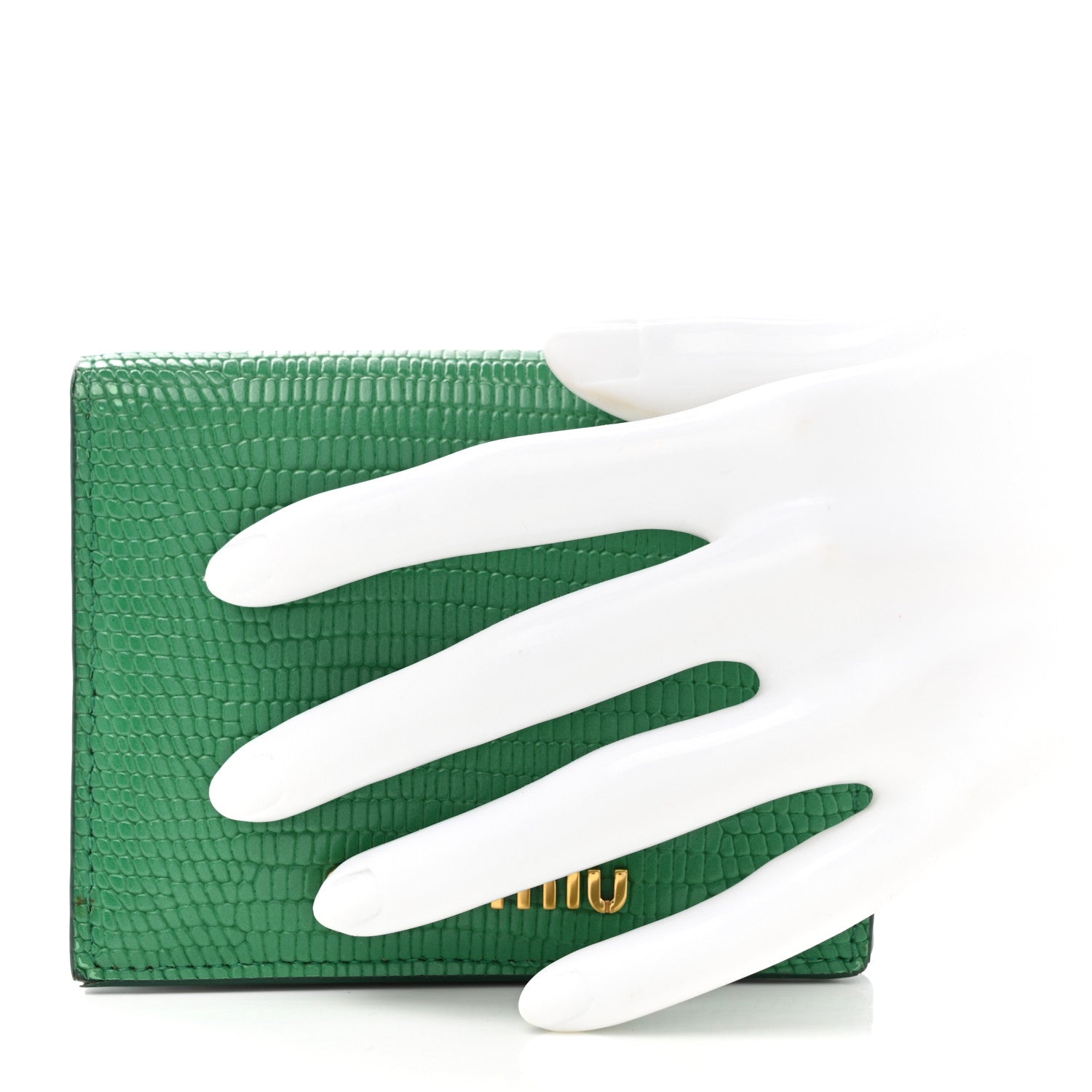 Miu Miu Vernice Lizard Embossed Wallet Mango 2 of 11