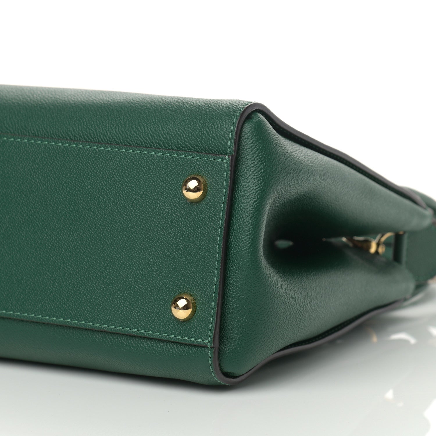 Burberry Soft Grain Calfskin Medium Buckle Tote Dark Green 11 of 14