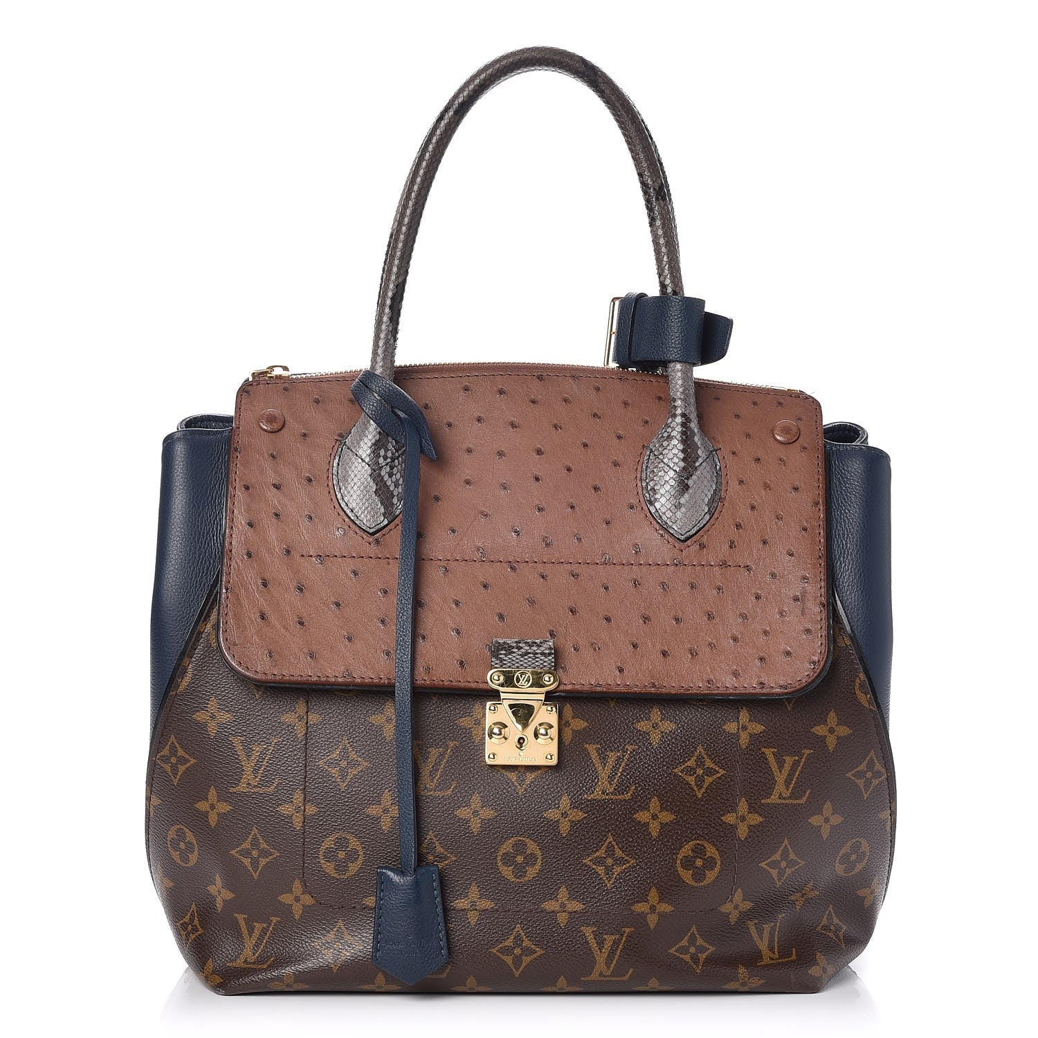 Louis Vuitton Ostrich Python Majestueux Tote MM Blue 1 of 8