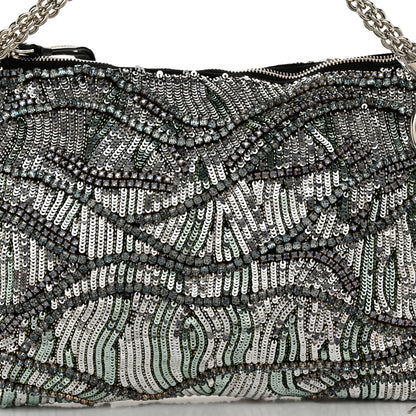 Jimmy Choo Silk Sequin Crystal Tassel Callie Clutch Black Silver Multicolor 8 of 11