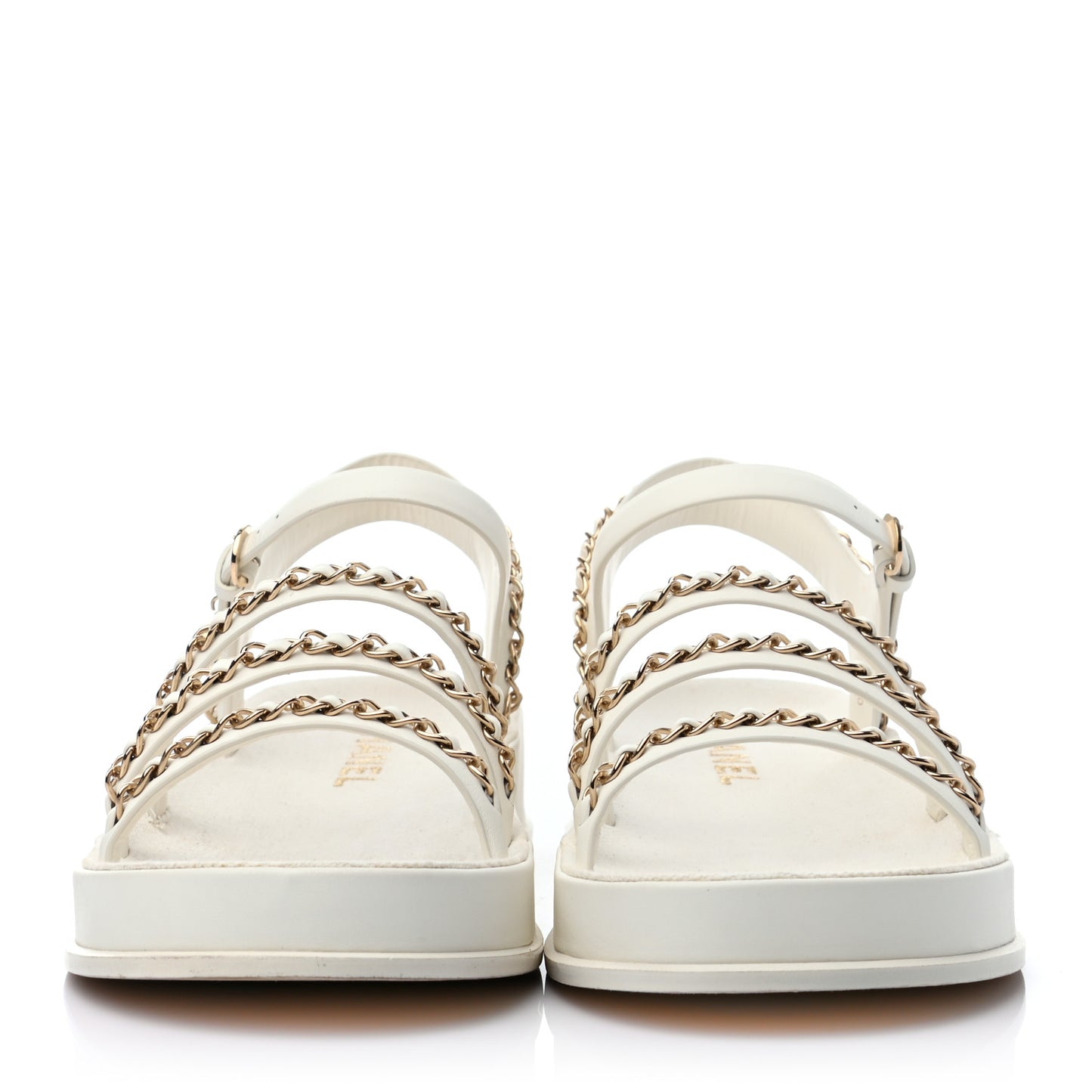 Calfskin Chain Platform Sandals 41 White