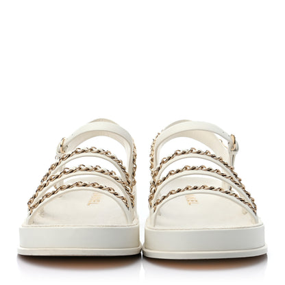 Chanel Calfskin Chain Platform Sandals 41 White 2 of 8