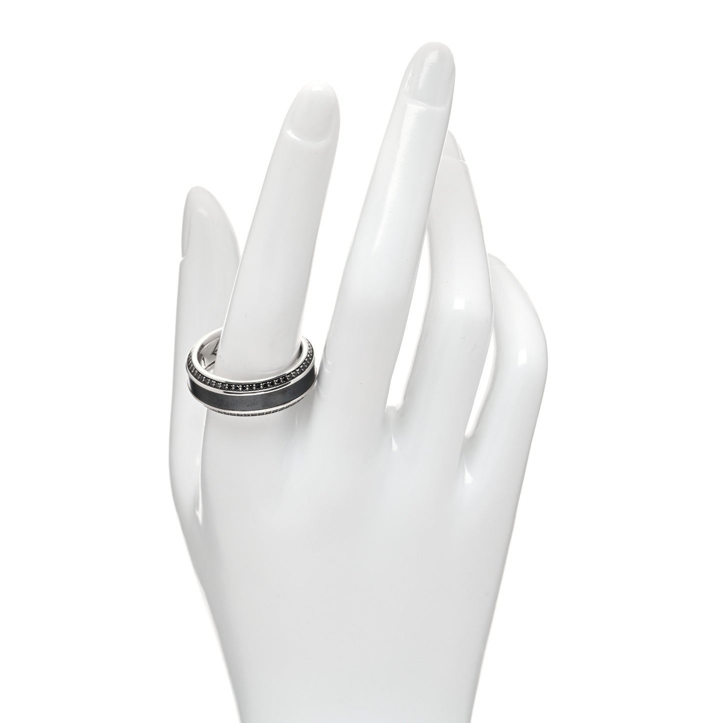 Sterling Silver Titanium Black Diamond Beveled Band Ring 65 11