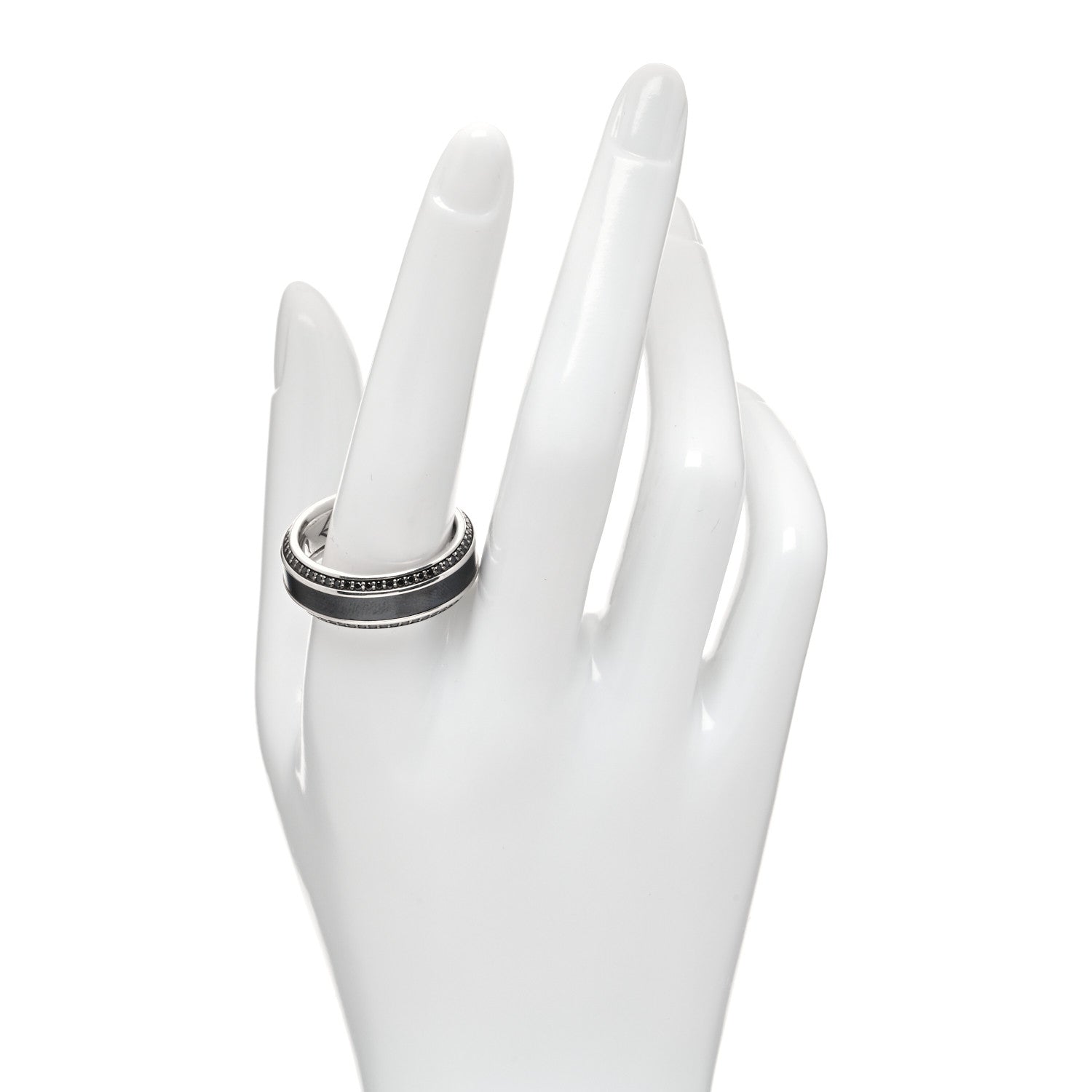 David Yurman Sterling Silver Titanium Black Diamond Beveled Band Ring 65 11 2 of 4