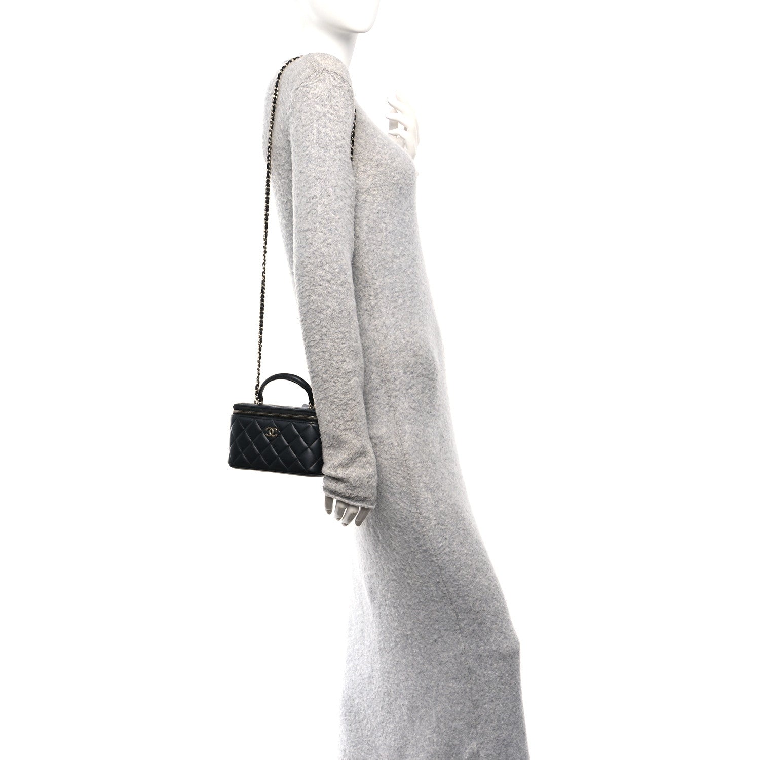 Chanel Lambskin Quilted Small Top Handle Vanity Case With Chain Black 2 of 11