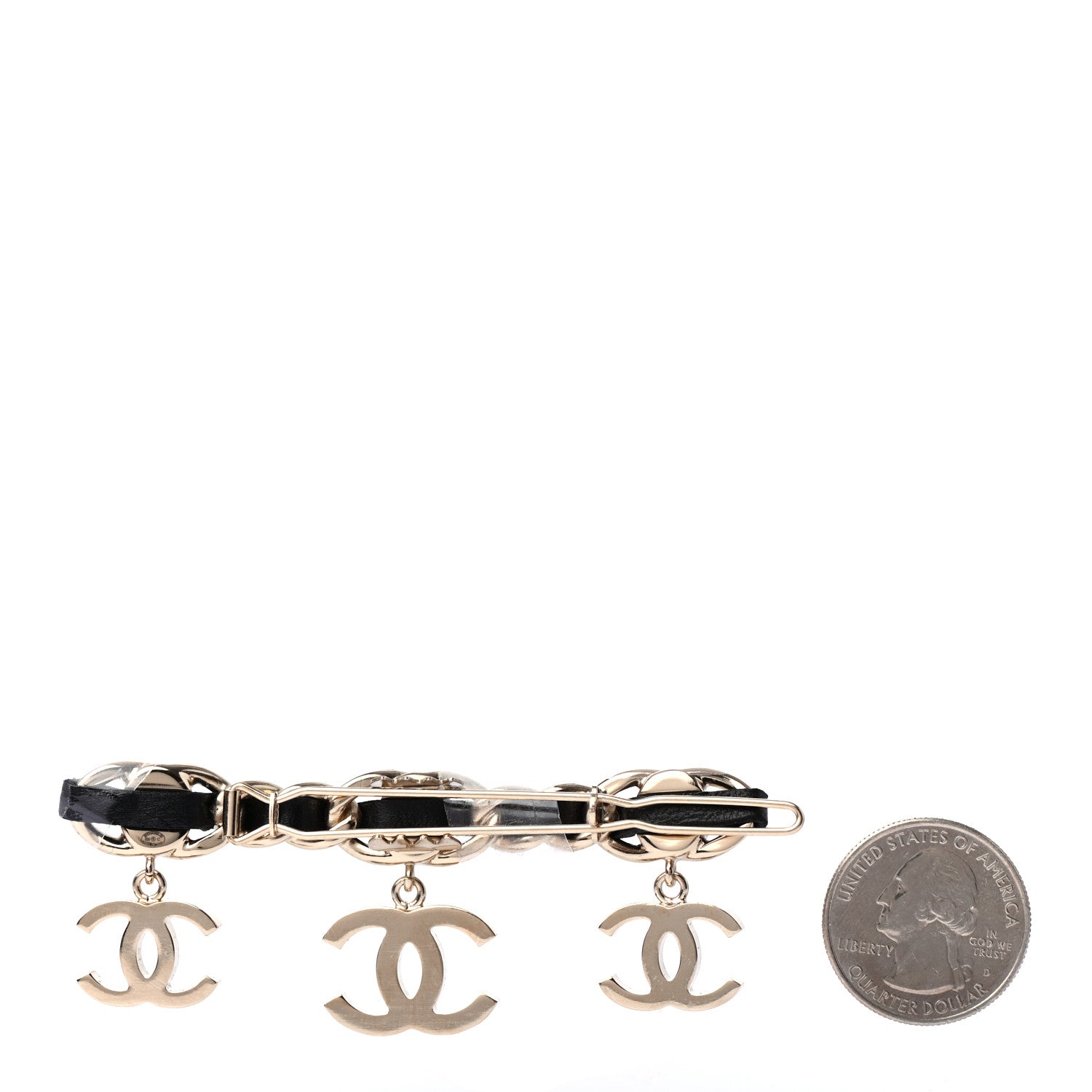 Chanel Metal Glass Lambskin Pearl CC Hair Clip Black Multicolor 2 of 3