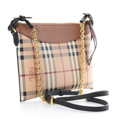 Burberry Haymarket Check Peyton Crossbody Clutch Bag Toffee 3 of 12
