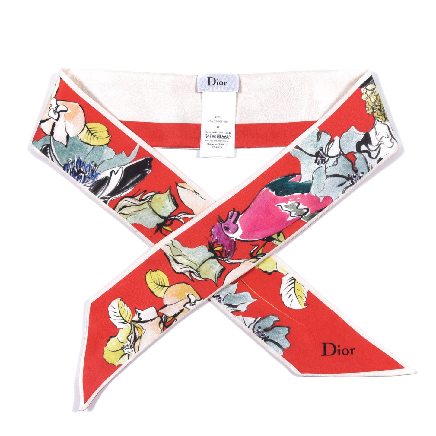 Silk Floral Mitzah Scarf Rouge