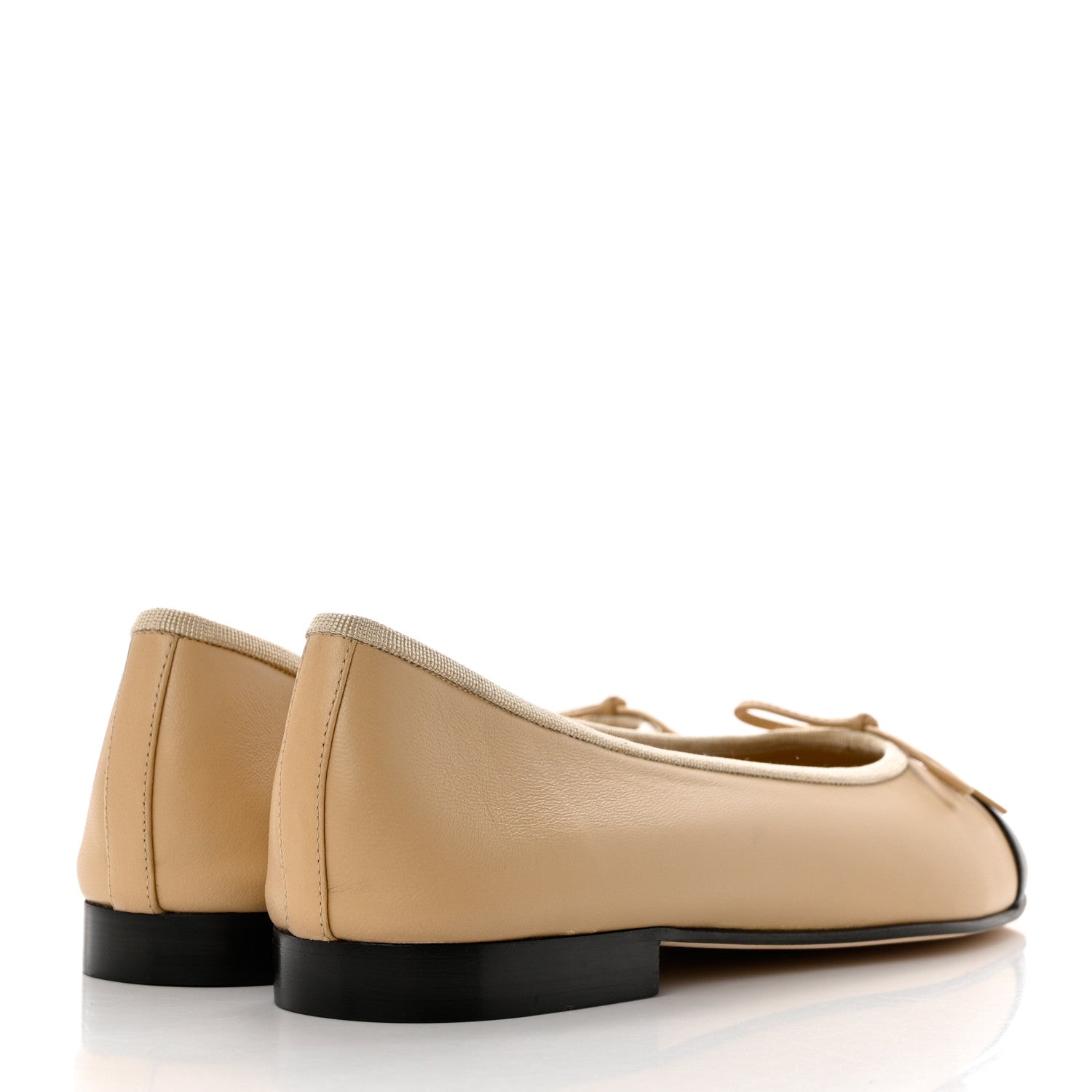 Chanel Lambskin Cap Toe CC Ballerina Flats 39 Beige Black 4 of 9