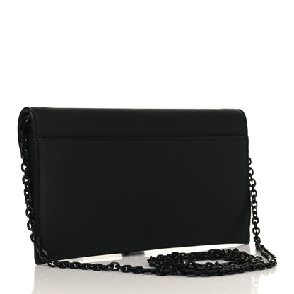 Christian Dior Ultra Matte Calfskin Saddle Chain Wallet Pouch Black 4 of 9