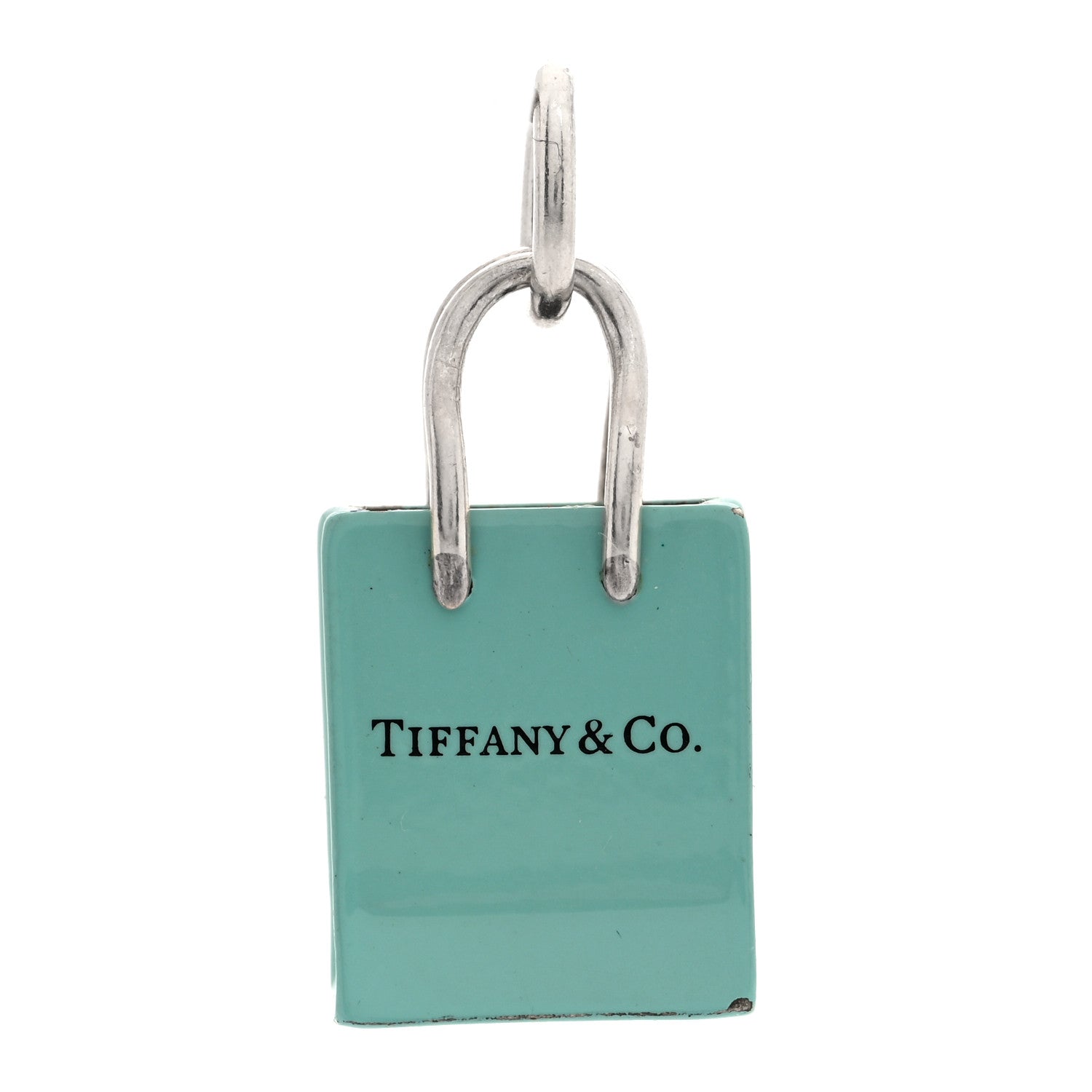 Tiffany Sterling Silver Enamel Shopping Bag Charm Pendant 1 of 3