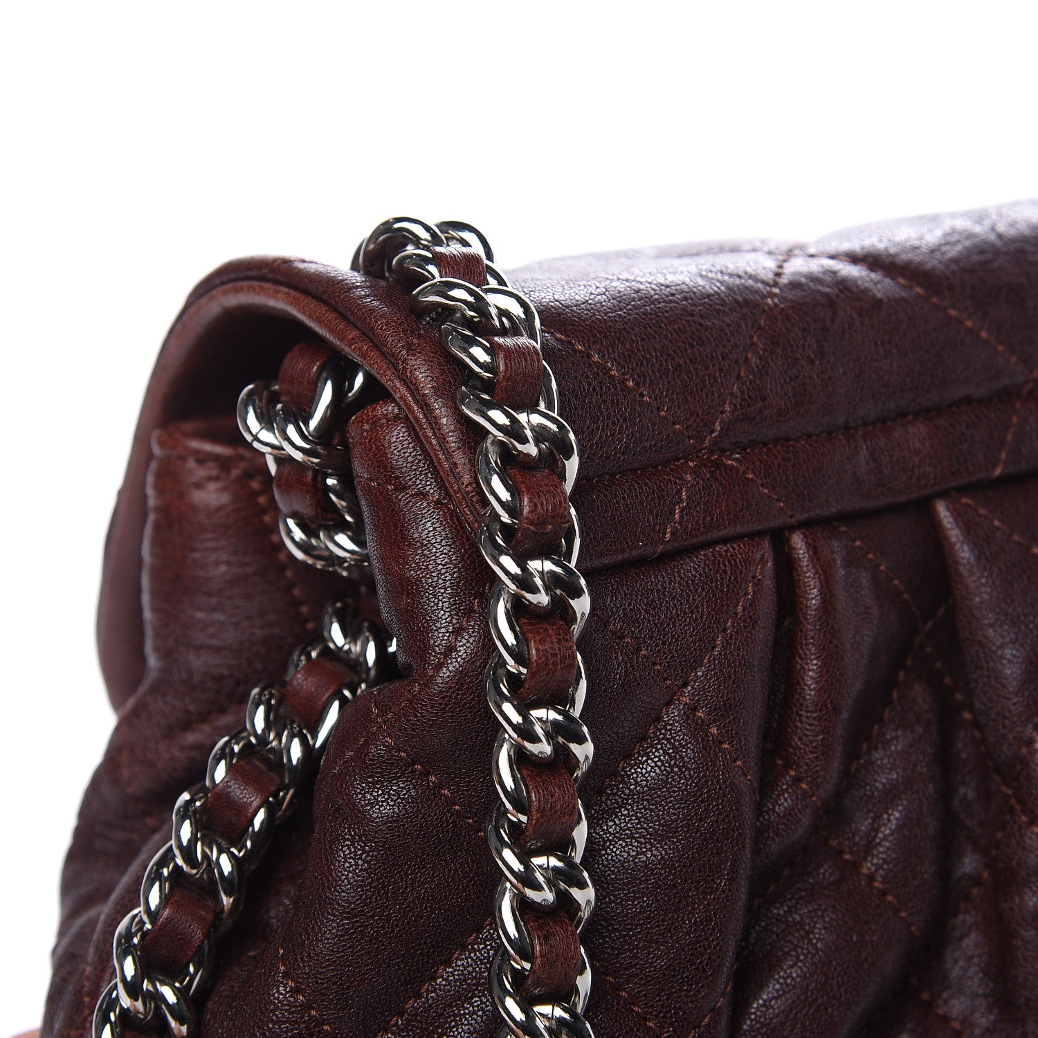 Chanel Washed Lambskin Quilted Medium Chain Around Messenger Dark Brown 10 of 12