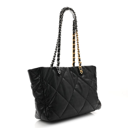 Chanel Lambskin Quilted Chanel 19 East West Shopping Bag Black 3 of 10
