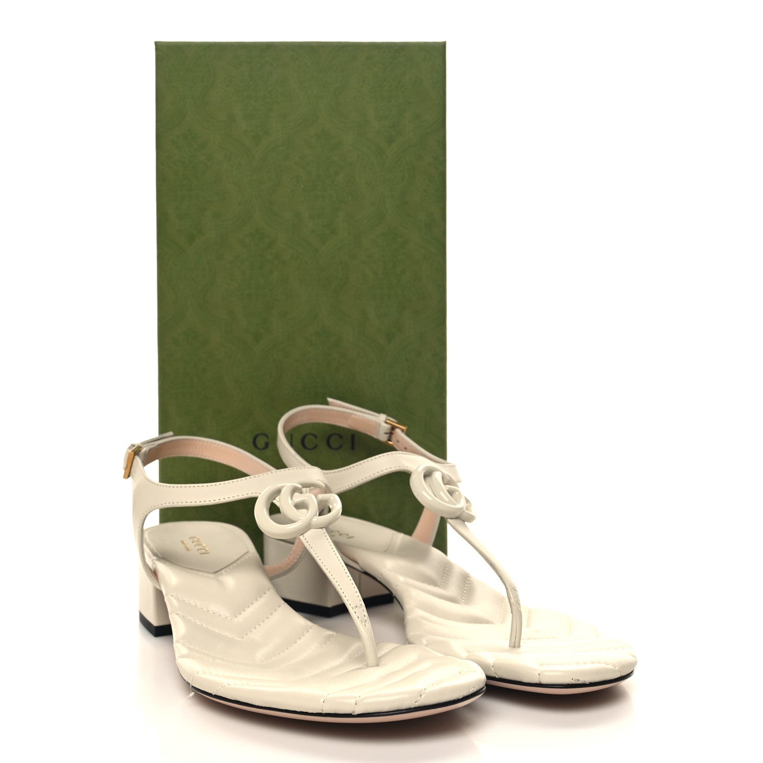 Gucci Nappa Matelasse Double G 35mm Thong Sandals 39.5 Mystic White 9 of 9