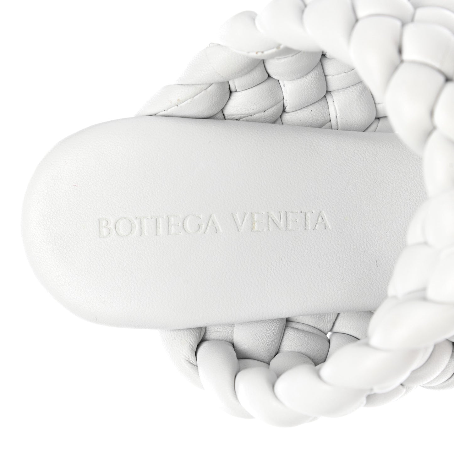 Nappa Twisted Padded Intrecciato Curve Slide Sandals 37.5 Optic White