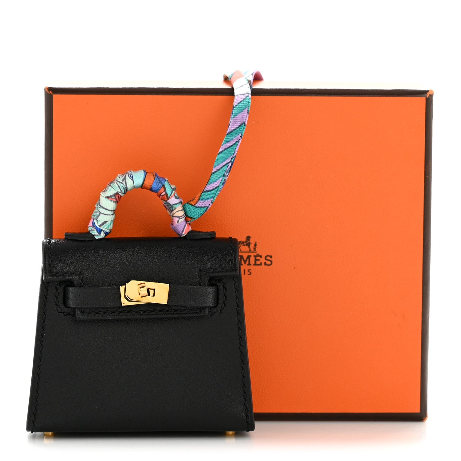 Hermes Tadelakt Mini Kelly Twilly Bag Charm Black 6 of 6