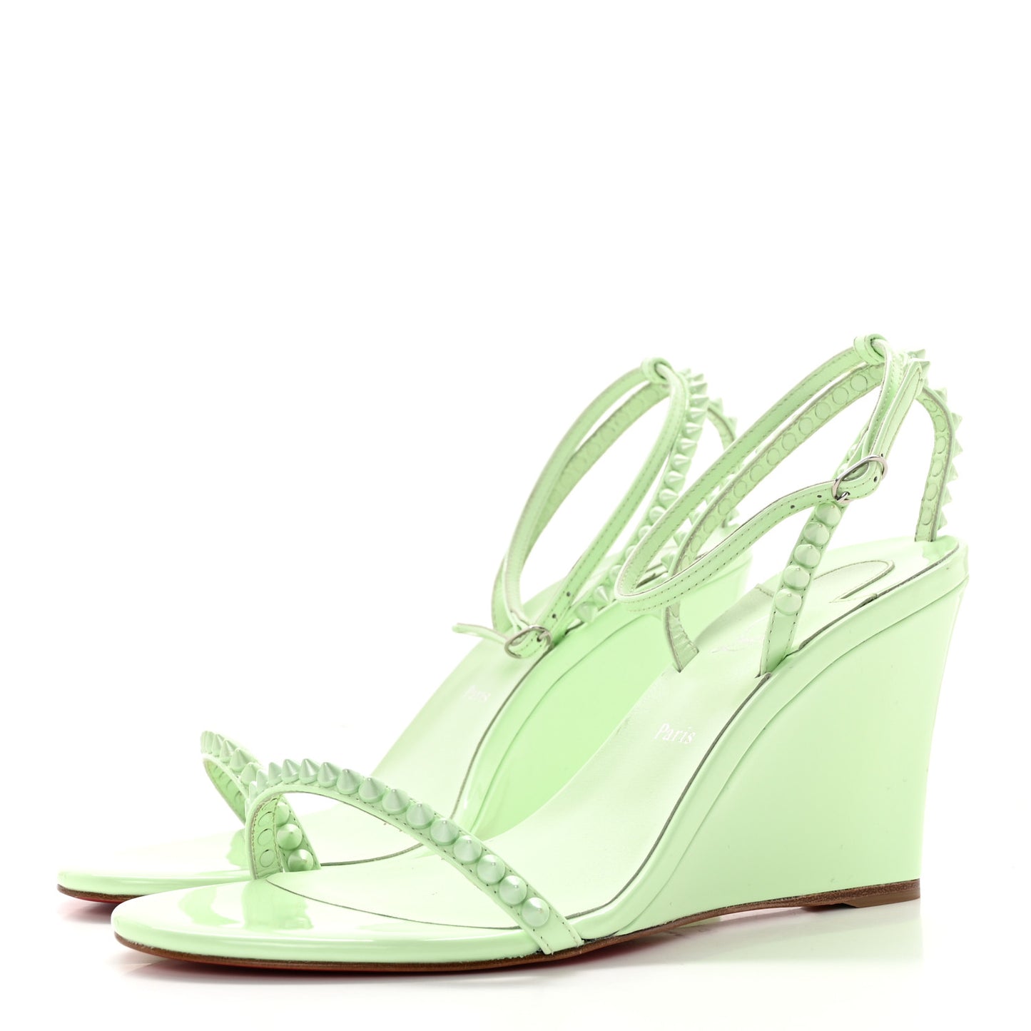 Patent Calfskin So Me Spike 85 Wedge Sandals 39 Studio Green