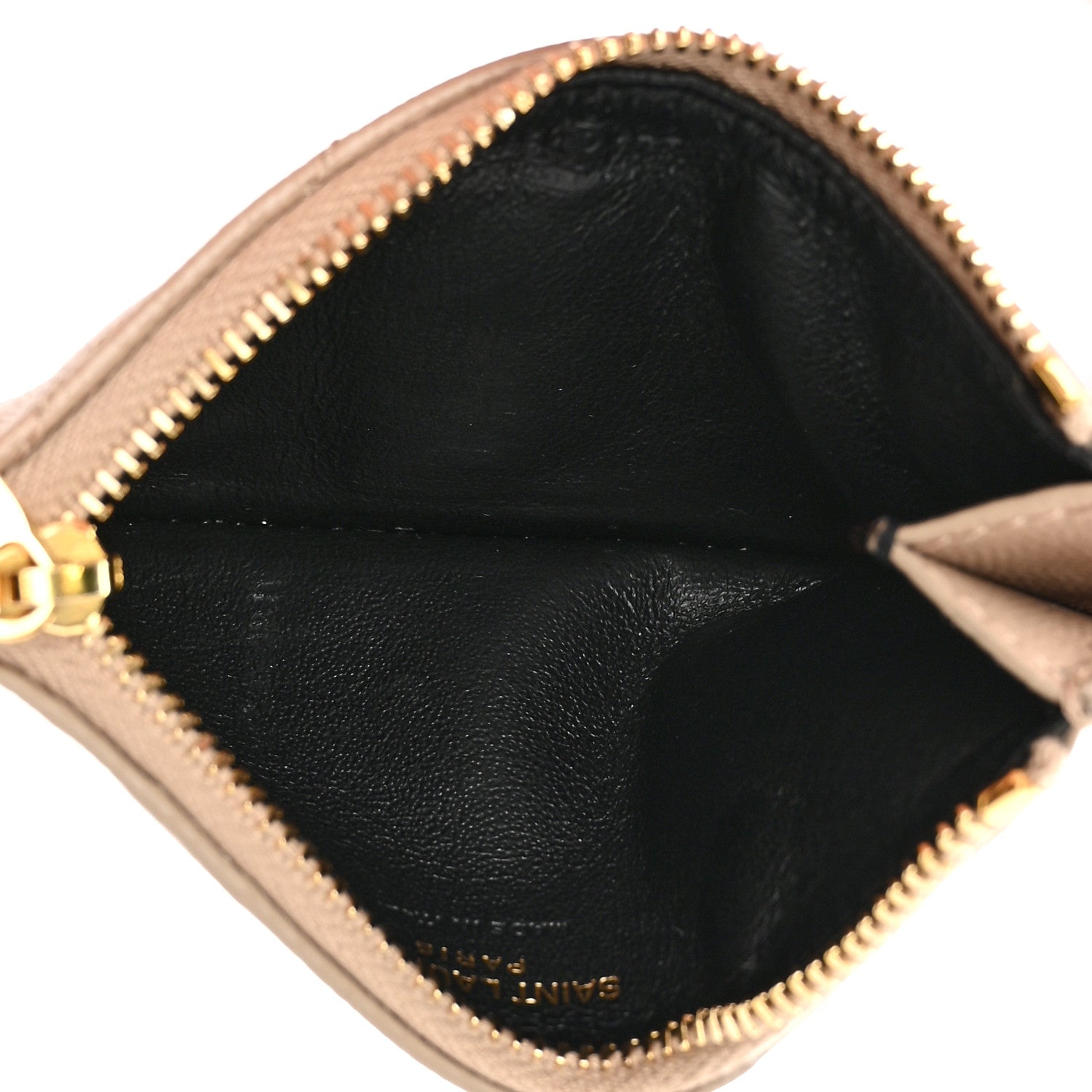 Saint Laurent Monogram Grain de Poudre 5 Fragments Zip Pouch Card Holder Dark Beige 5 of 7