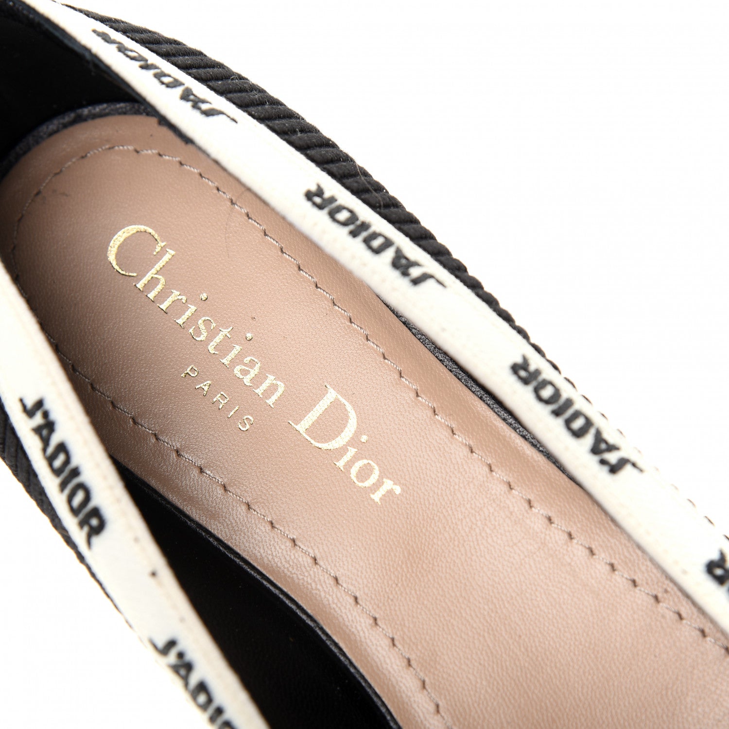 Christian Dior Fabric Ribbon Embroidered J'Adior Ballet Flats 36.5 Black 8 of 11