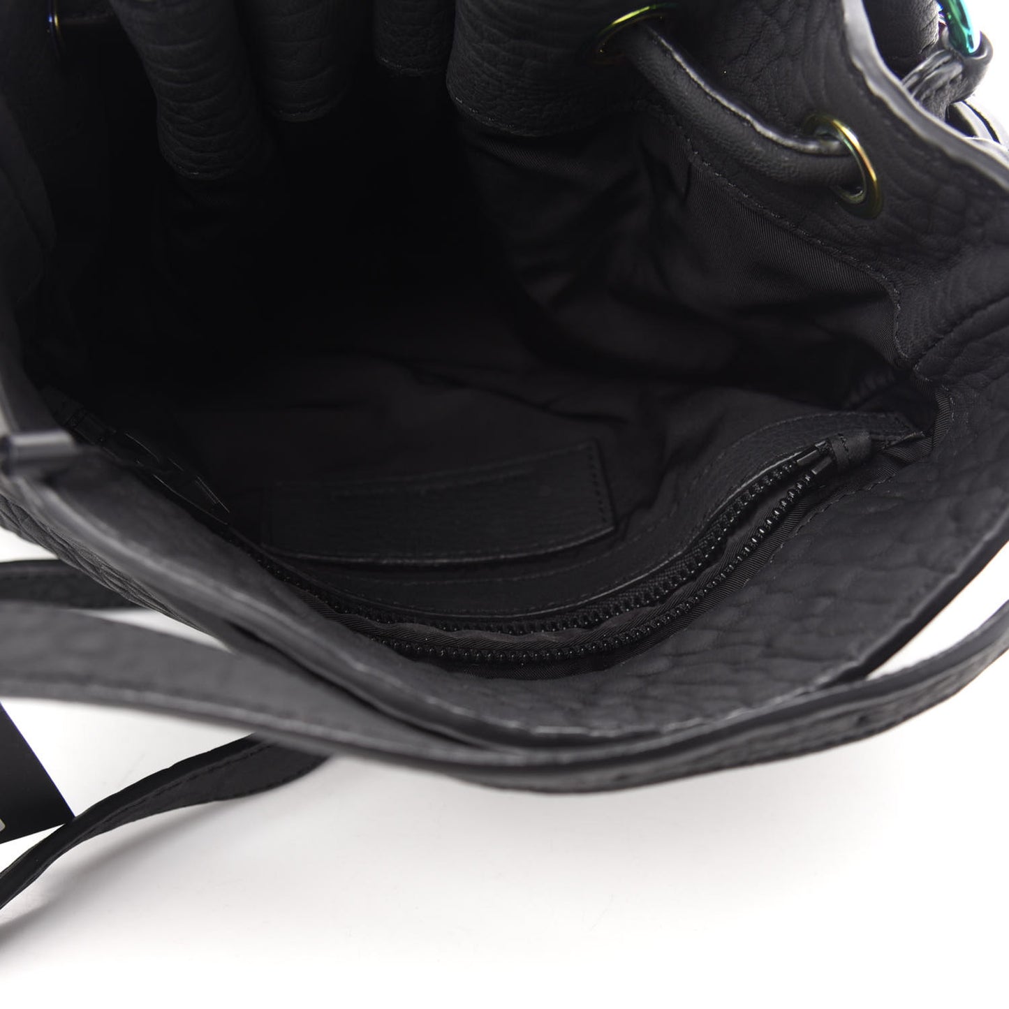 Pebbled Lambskin Diego Bucket Black Iridescent Hardware
