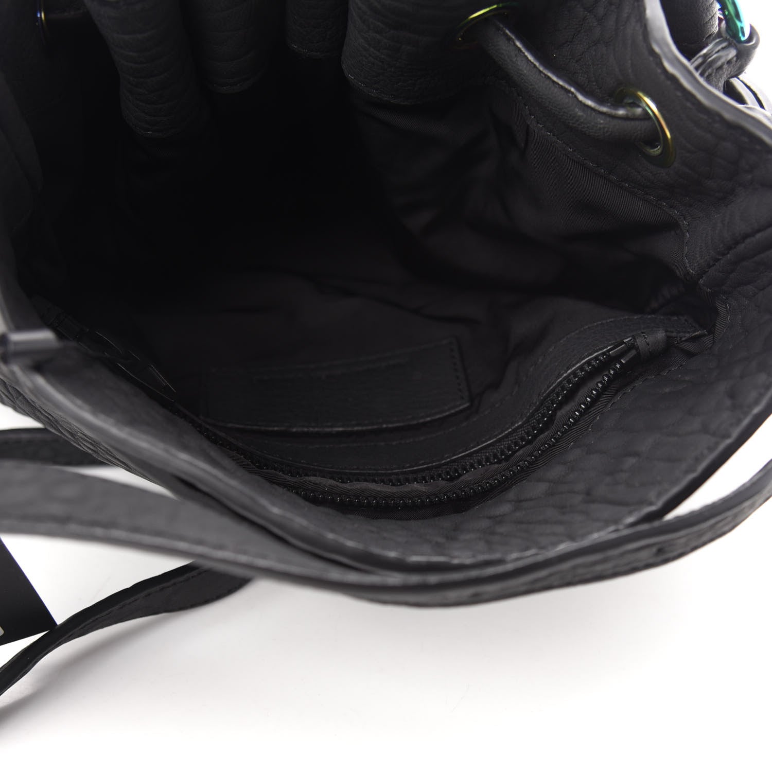 Alexander Wang Pebbled Lambskin Diego Bucket Black Iridescent Hardware 5 of 10