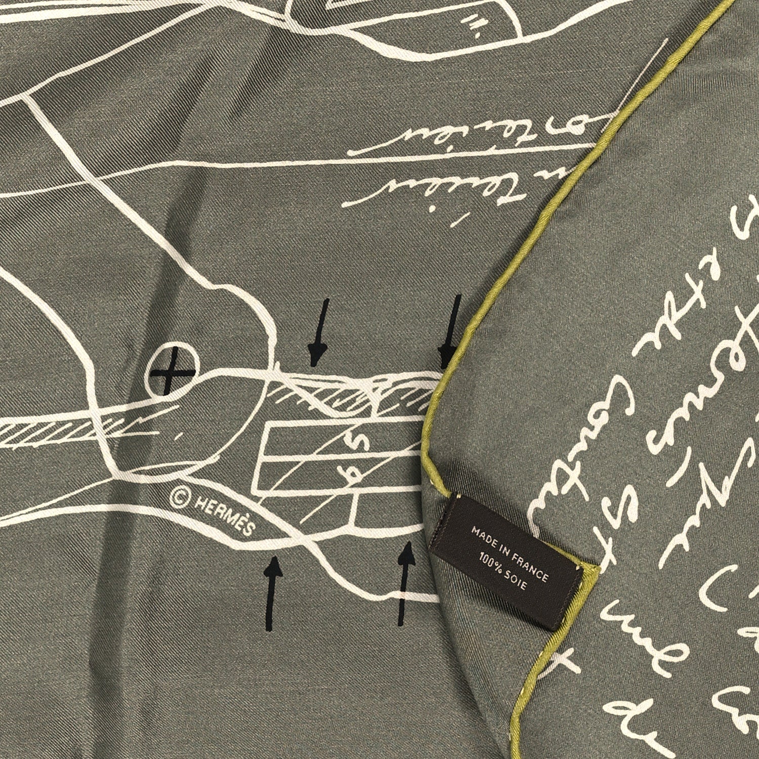 Hermes Silk Le Pegase d'Hermes Cut Wash 140 Scarf Kaki 3 of 3