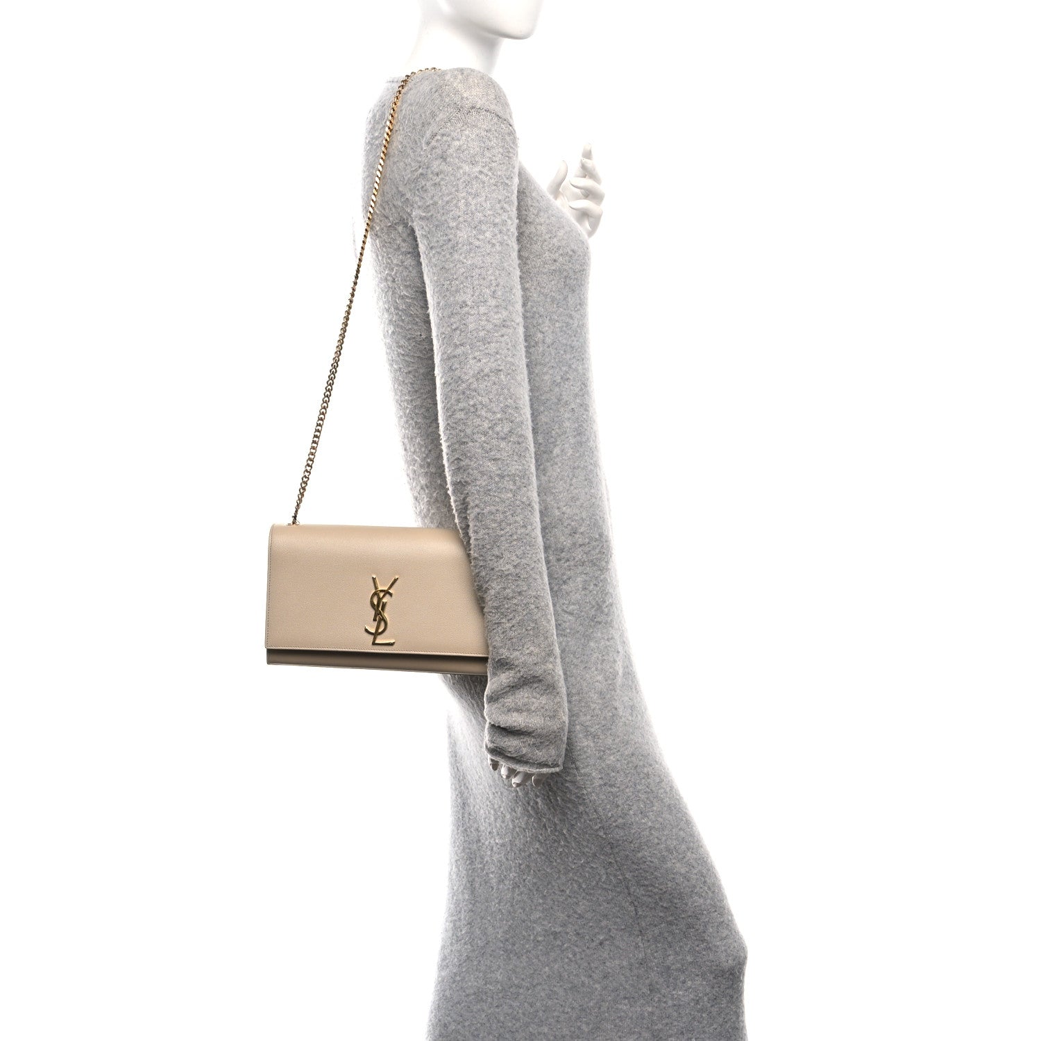 Saint Laurent Grain De Poudre Medium Monogram Kate Satchel Nude Powder 2 of 11