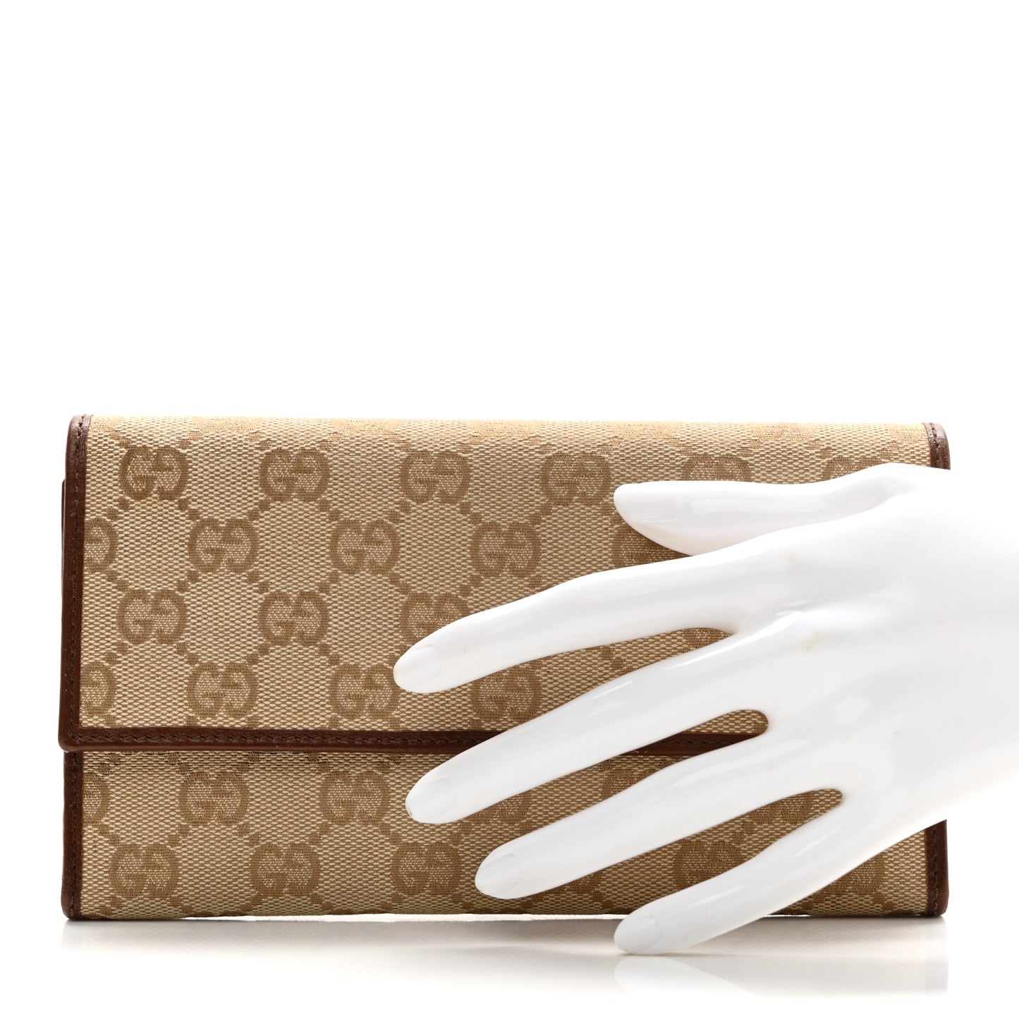 Monogram Dollar Calfskin Continental Flap Wallet Beige Ebony Tabacco