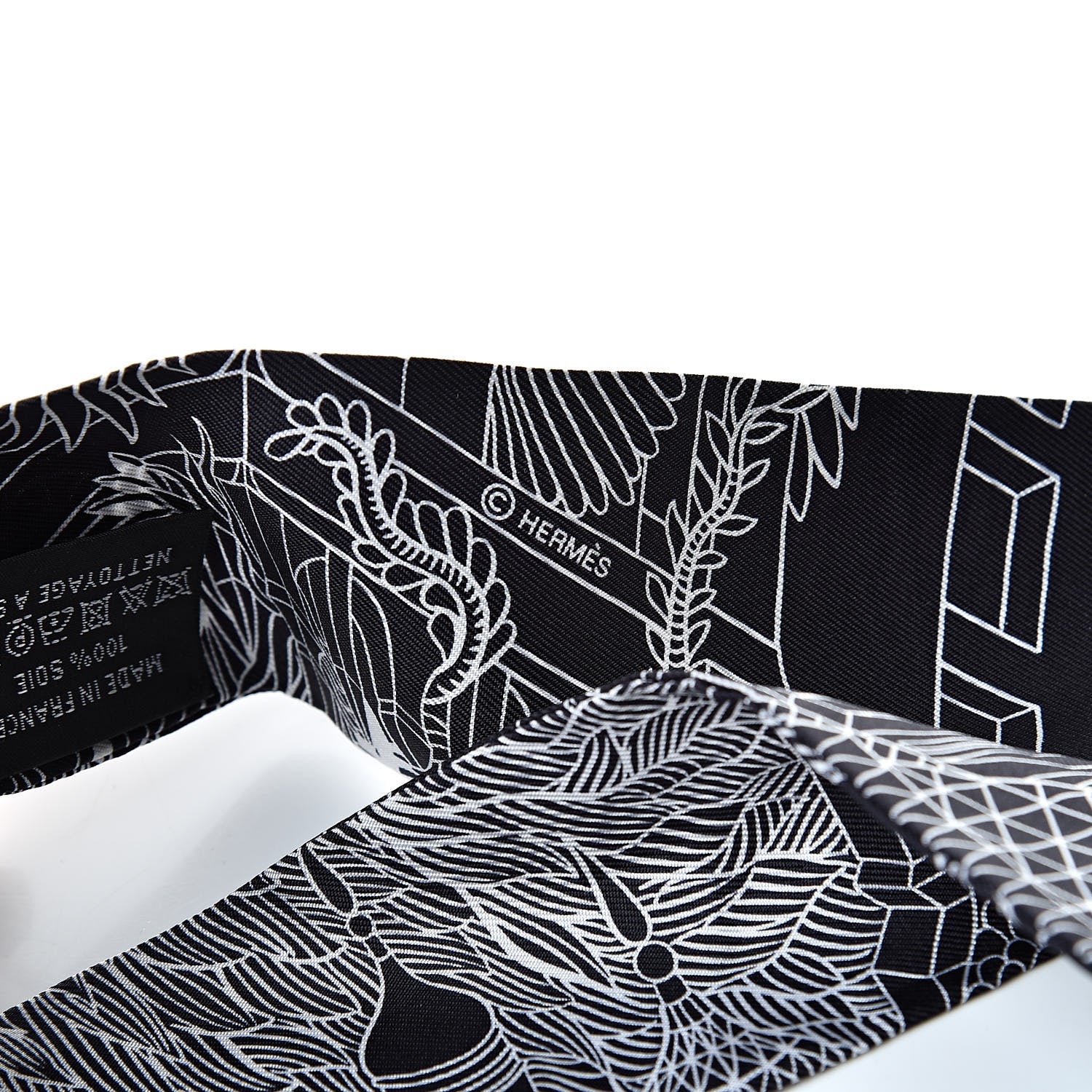Hermes Silk Animapolis Twilly Black White 5 of 6