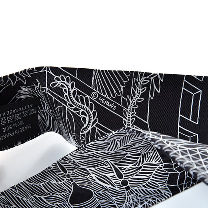 Hermes Silk Animapolis Twilly Black White 5 of 6